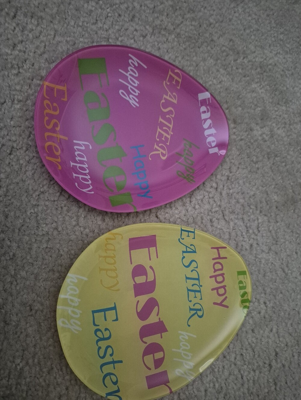 3 Easter egg glass plate